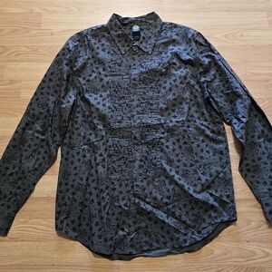 DC Comics long-sleeved shirt with playing card print and pleated bib, grey, LG